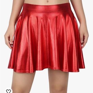 Skater mini skirt red metallic NWOT